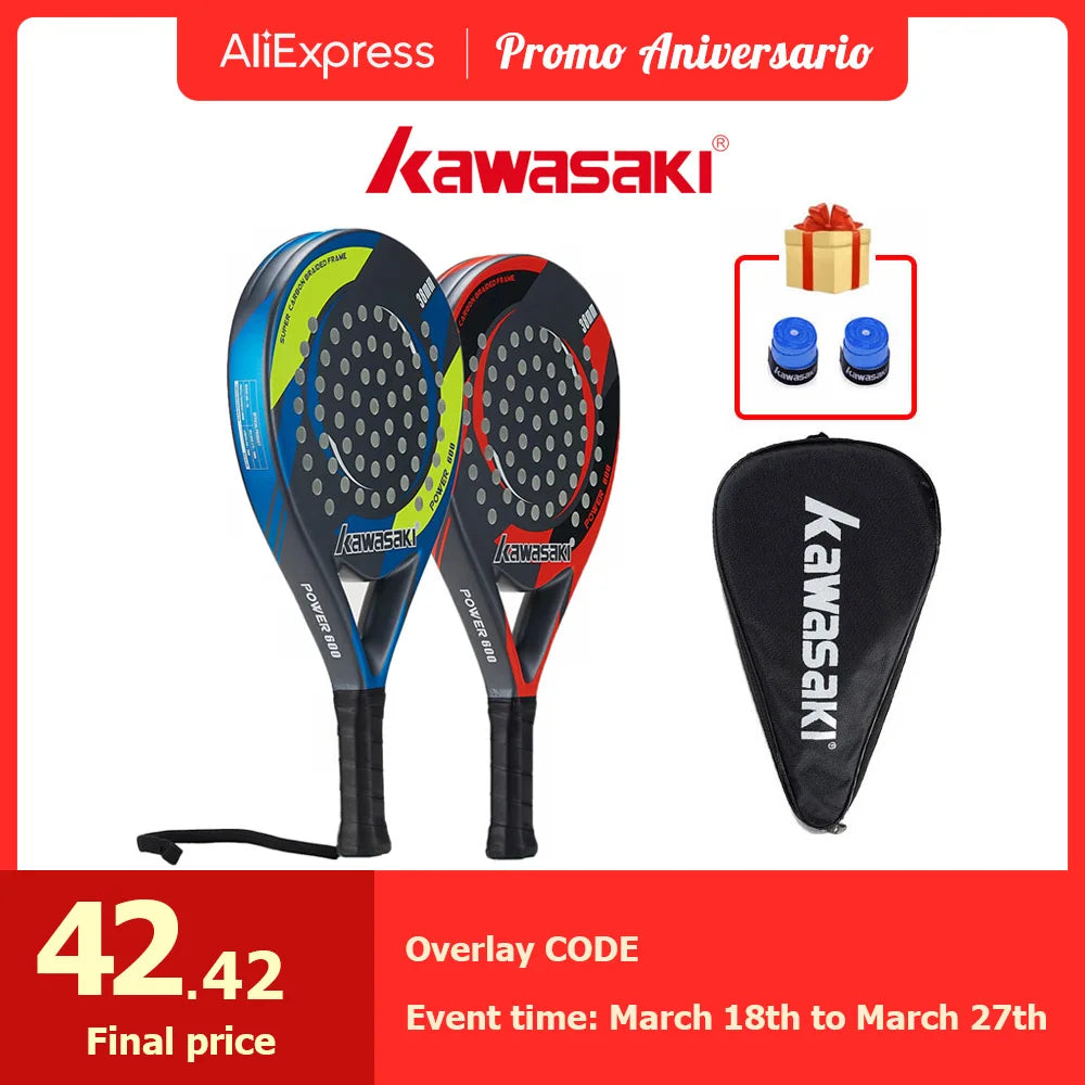 Brand Padel Tennis Carbon Fiber Soft EVA Face Tennis Paddle Racquet Racket with Padle Bag Cover Power 600