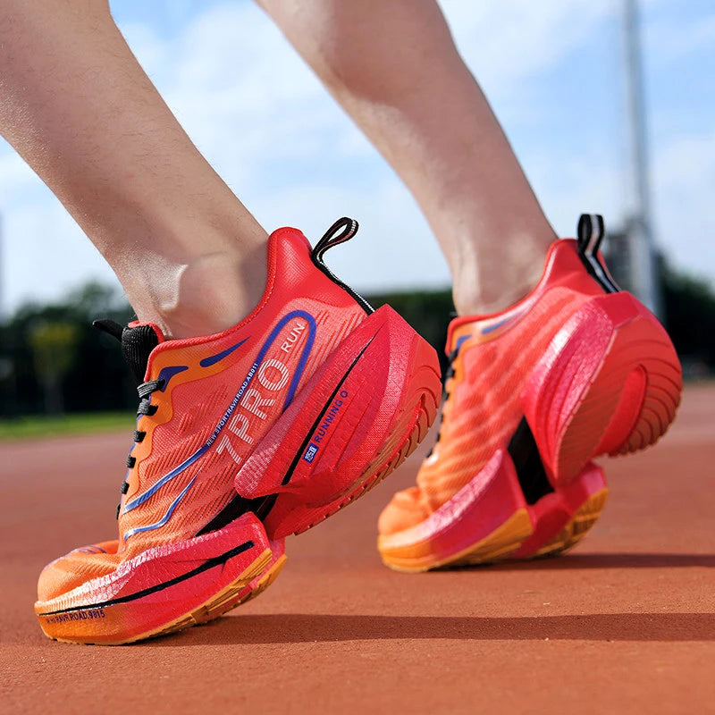 New Men'S Carbon Plate Sneakers Outdoor Soft Sole Mesh Sports Shoes Running Shoes Light Anti-Slip Casual Couple Tennis Shoes