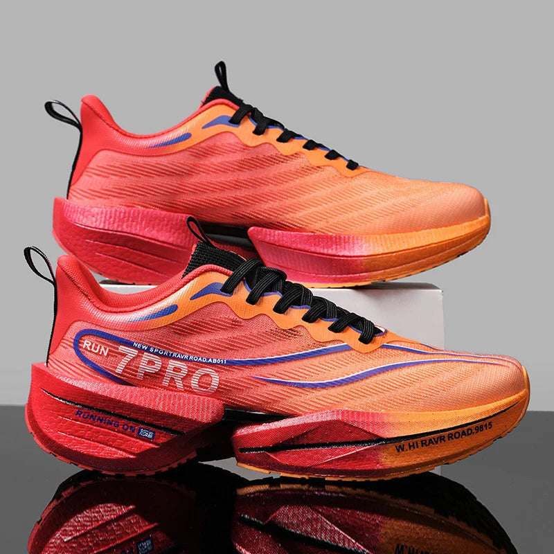New Men'S Carbon Plate Sneakers Outdoor Soft Sole Mesh Sports Shoes Running Shoes Light Anti-Slip Casual Couple Tennis Shoes