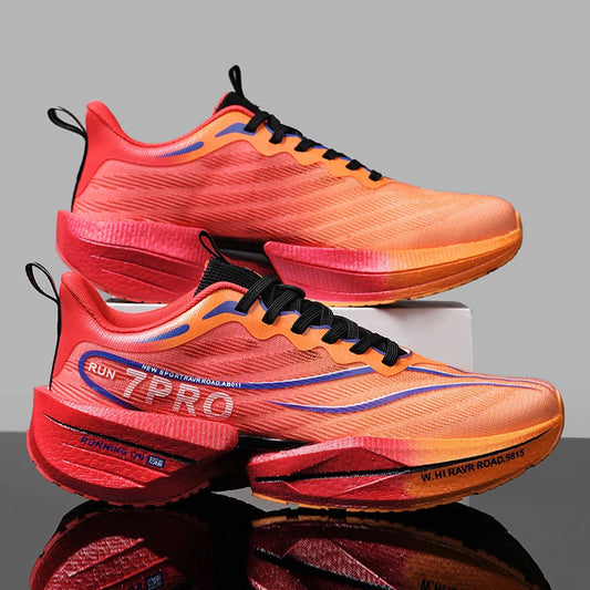 New Men'S Carbon Plate Sneakers Outdoor Soft Sole Mesh Sports Shoes Running Shoes Light Anti-Slip Casual Couple Tennis Shoes
