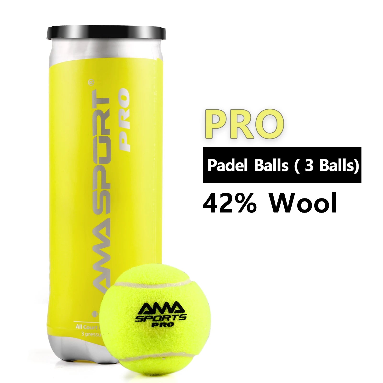 Padel Balls Pack of 3-Durable Tournament Grade Padel Balls - Optimal Bounce Padel Balls for Professional and Amateur Players