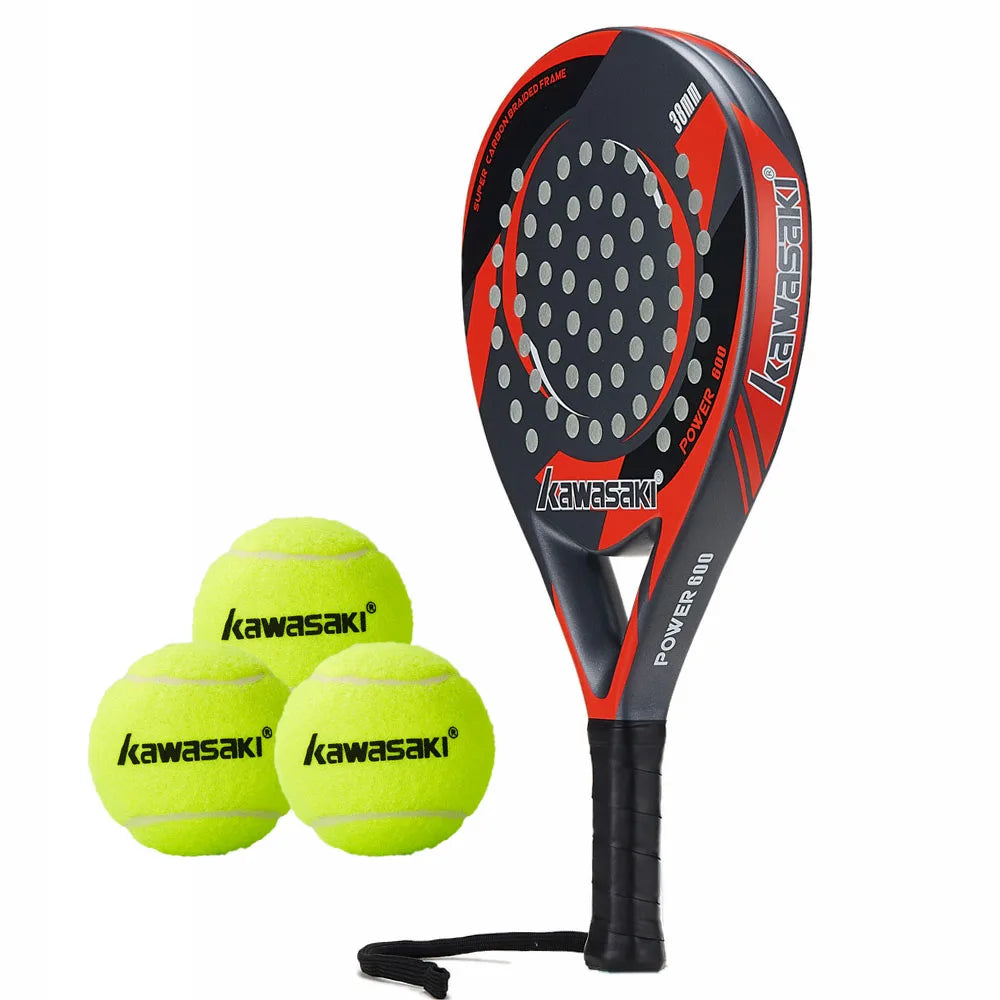 Brand Padel Tennis Carbon Fiber Soft EVA Face Tennis Paddle Racquet Racket with Padle Bag Cover Power 600